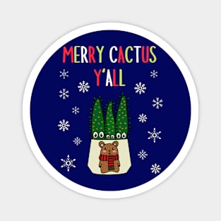 Merry Cactus Y'all - Eves Pin Cacti In Christmas Bear Pot Magnet